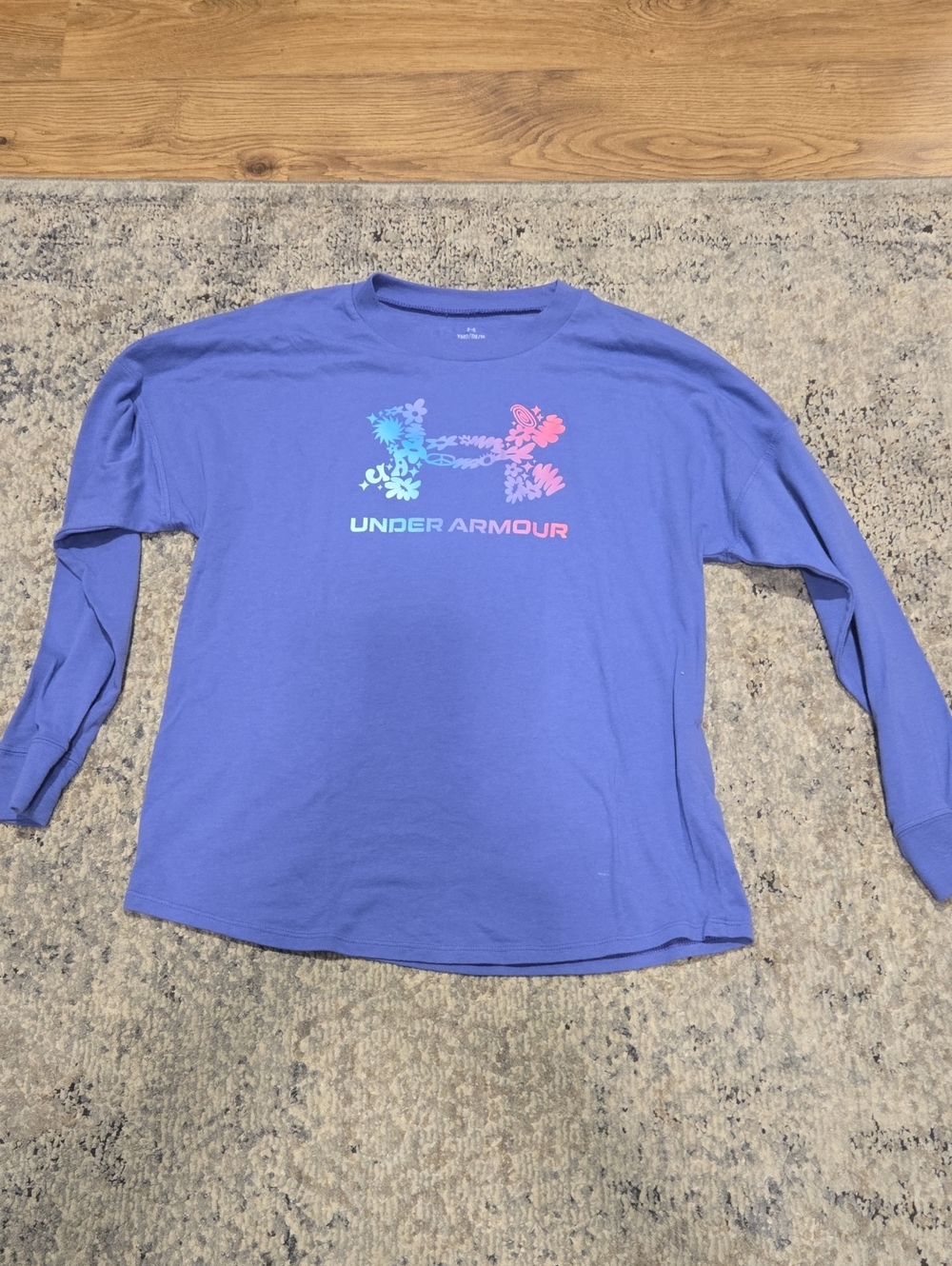 Under Armour Lavender Long Sleeve Tee with Multicolor Gradient Logo